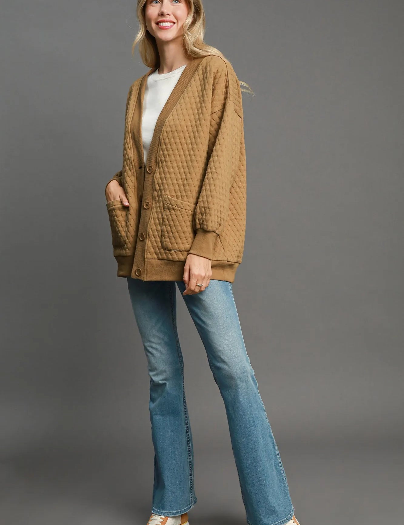 Umgee Button-Up Jacquard Cardigan | Daverri Fashions