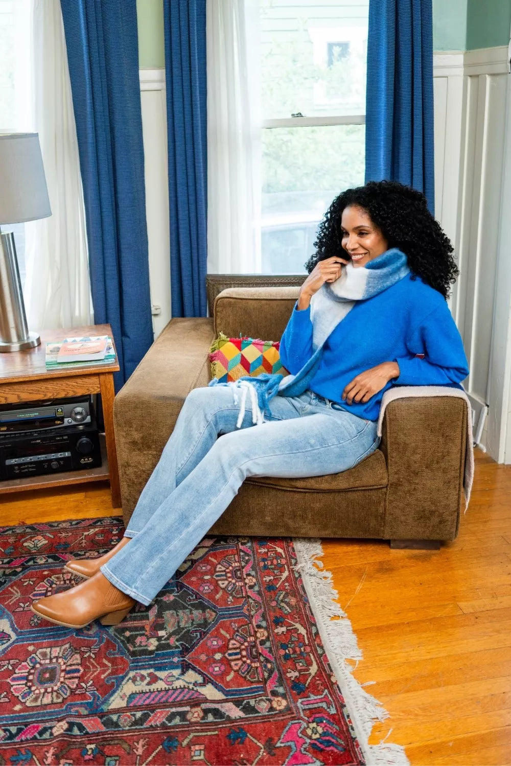 Judy Blue Mid Rise Thermal Bootcut Jeans with Blue Sweater