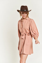 PEACH Solid Button Down Dress Plus Size | Mini Dresses Daverri Fashions
