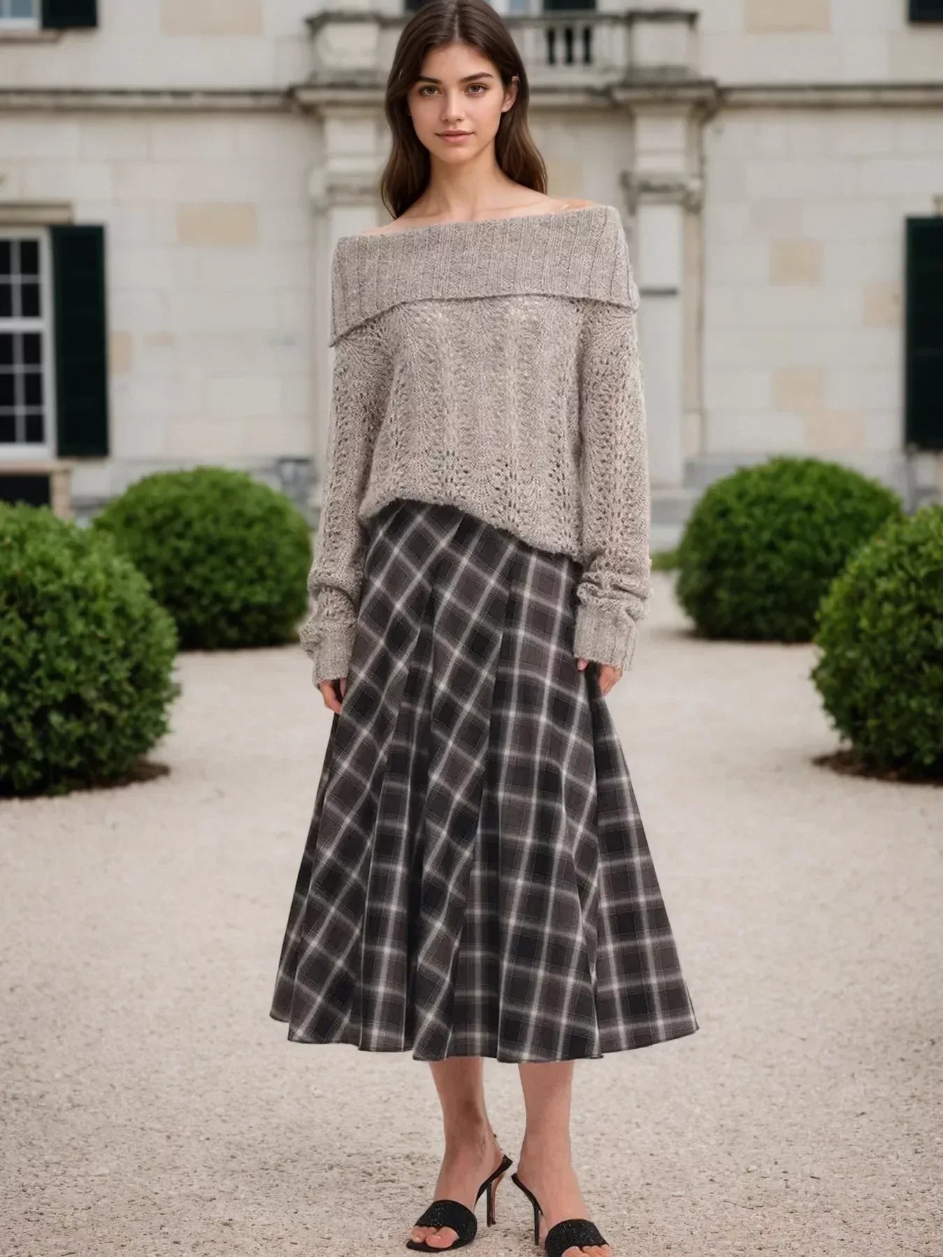 Plaid Midi Skirt - DAVERRI FASHIONS