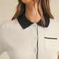 MABLE Button Down Contrast Collared Knit Cardigan