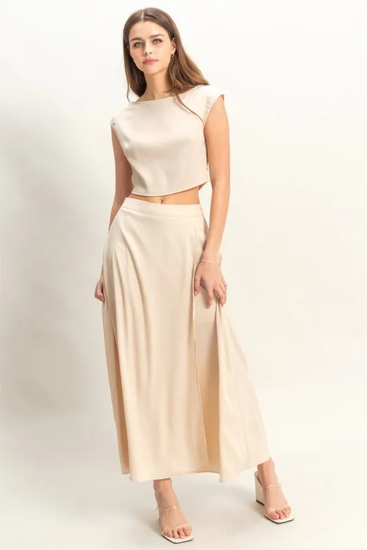 HYFVE Sleeveless Top and Maxi Skirt Set CHAMPAGNE