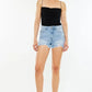 Kancan Raw Hem Distressed High Waist Denim Shorts - DAVERRI FASHIONS
