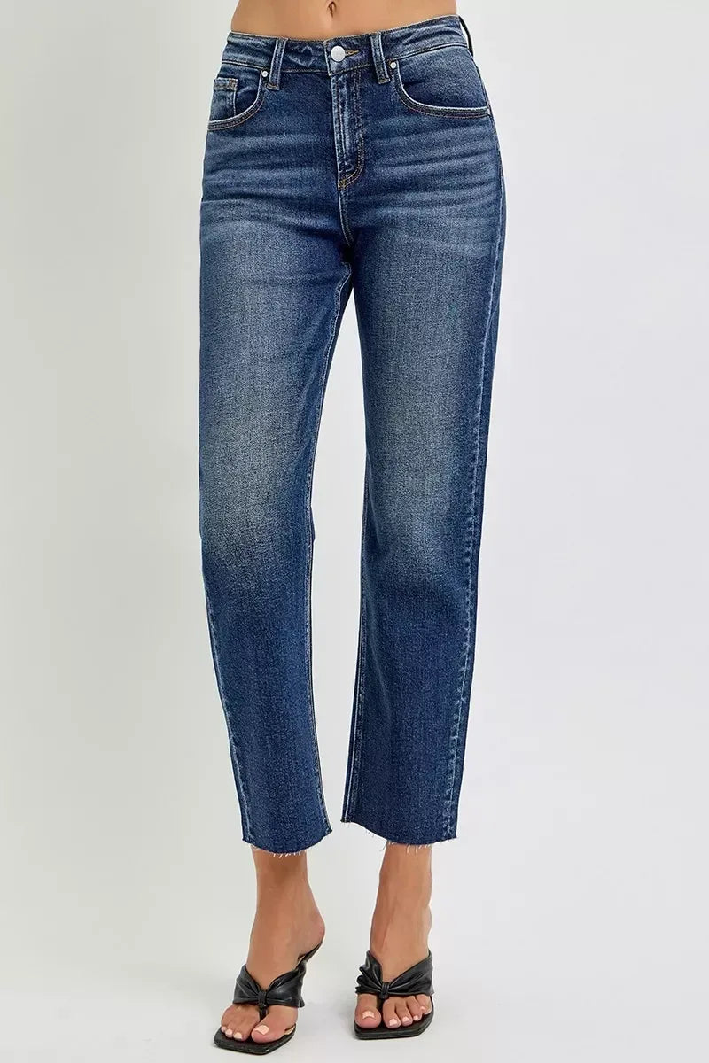 RISEN High Rise Slim Barrel Jeans - DAVERRI FASHIONS