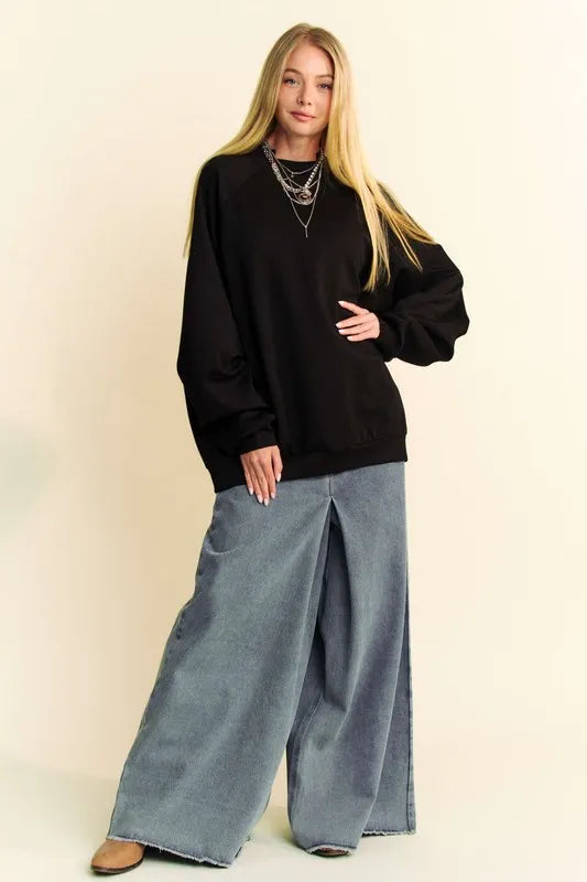 Davi & Dani Round Neck Raglan Sleeve Sweatshirt Sweatshirts