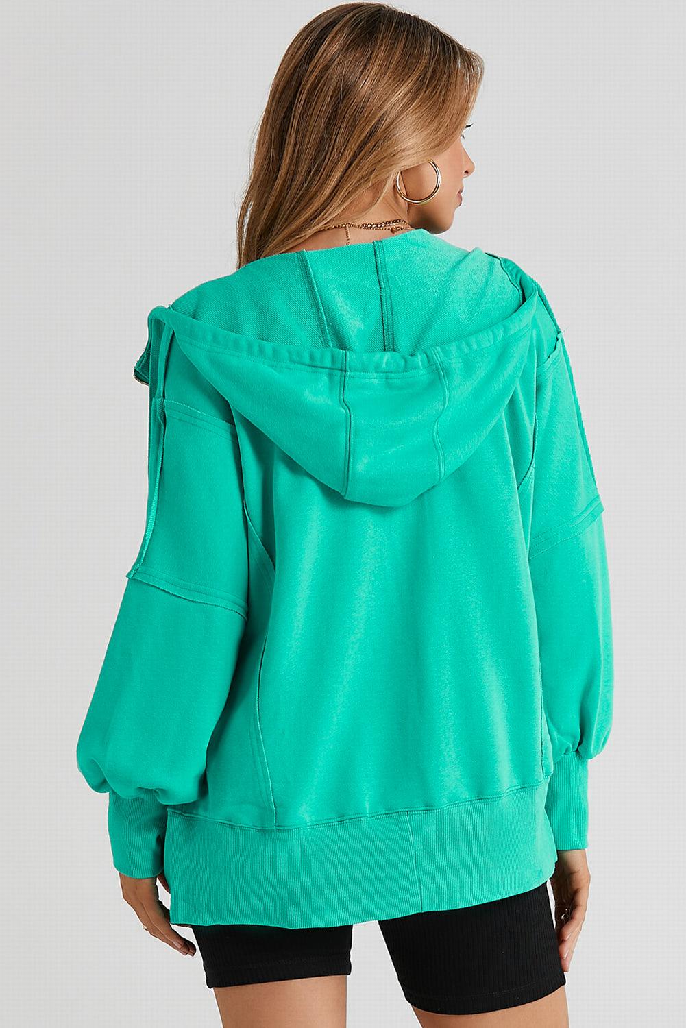 Zip Up Long Sleeve Drawstring Hoodie Hoodies