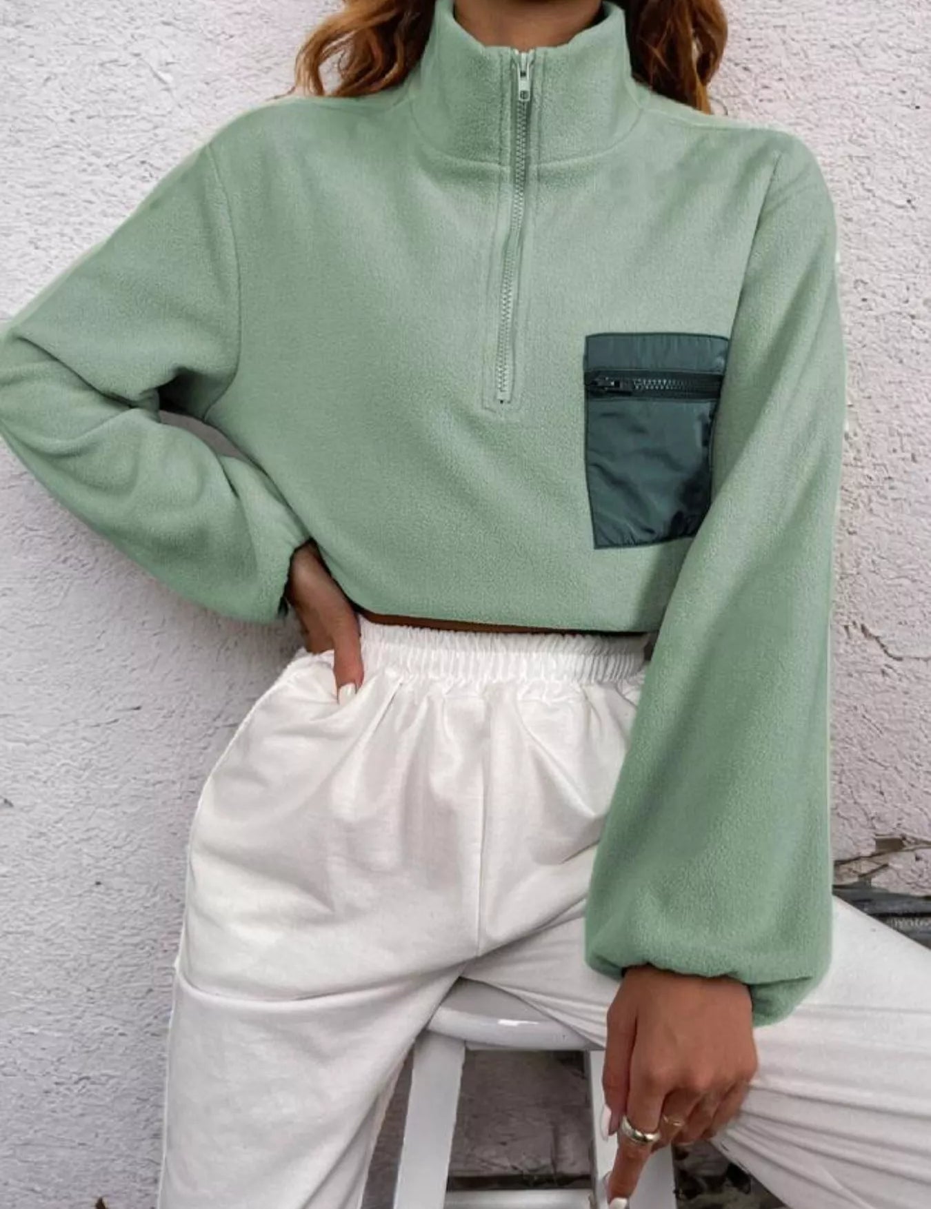 Half Zip Dropped Shoulder Pullover | Sweatshirts Daverri Fashions