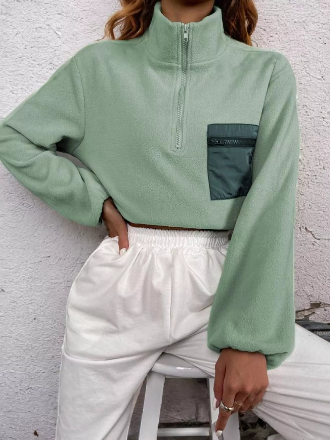 Half Zip Dropped Shoulder Pullover | Sweatshirts Daverri Fashions