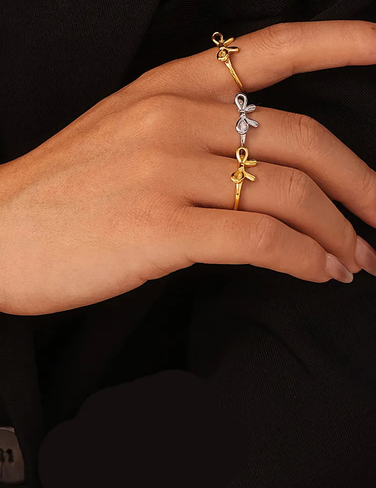 Stainless Steel Bow Ring | Rings Daverri Fashions
