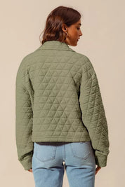 SO ME Triangle Quilting Stitch Button Up Knit Jacket | Jackets Daverri Fashions