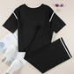 Daverri Fashions Contrast Trim Round Neck Top and Pants Set - DAVERRI FASHIONS