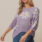 BiBi Floral Pattern Slit Sweater Lavender - DAVERRI FASHIONS