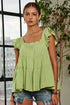 ADORA Ruffle Sleeve Babydoll Tunic Top SAGE L Tops