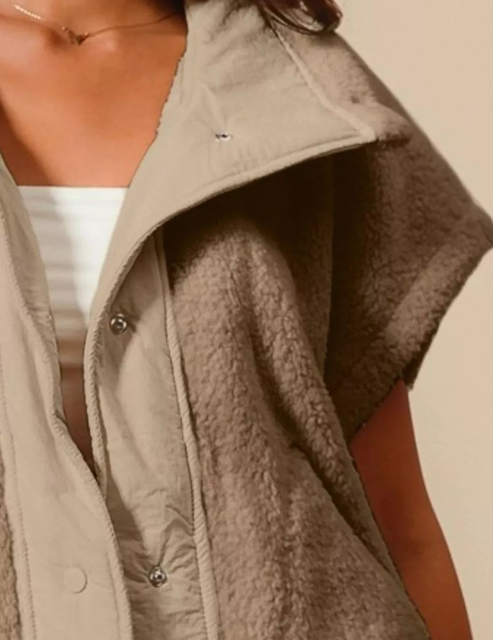 SO ME Over Sized Soft Sherpa Fur Sleeveless Vest Jacket | Vest Jackets Daverri Fashions