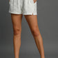 Umgee Floral Elastic Waist Jacquard Shorts with Pockets White