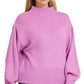 Zenana Balloon Sleeve Mock Neck Sweater Mauve - DAVERRI FASHIONS