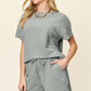 Double Take Full Size Texture Short Sleeve T-Shirt and Drawstring Shorts Set Outfit Sets