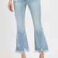 RISEN Full Size Raw Hem Distressed Cropped Flare Jeans Plus Size Light