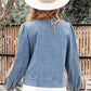 Tied Front Puff Sleeve Denim Top - DAVERRI FASHIONS