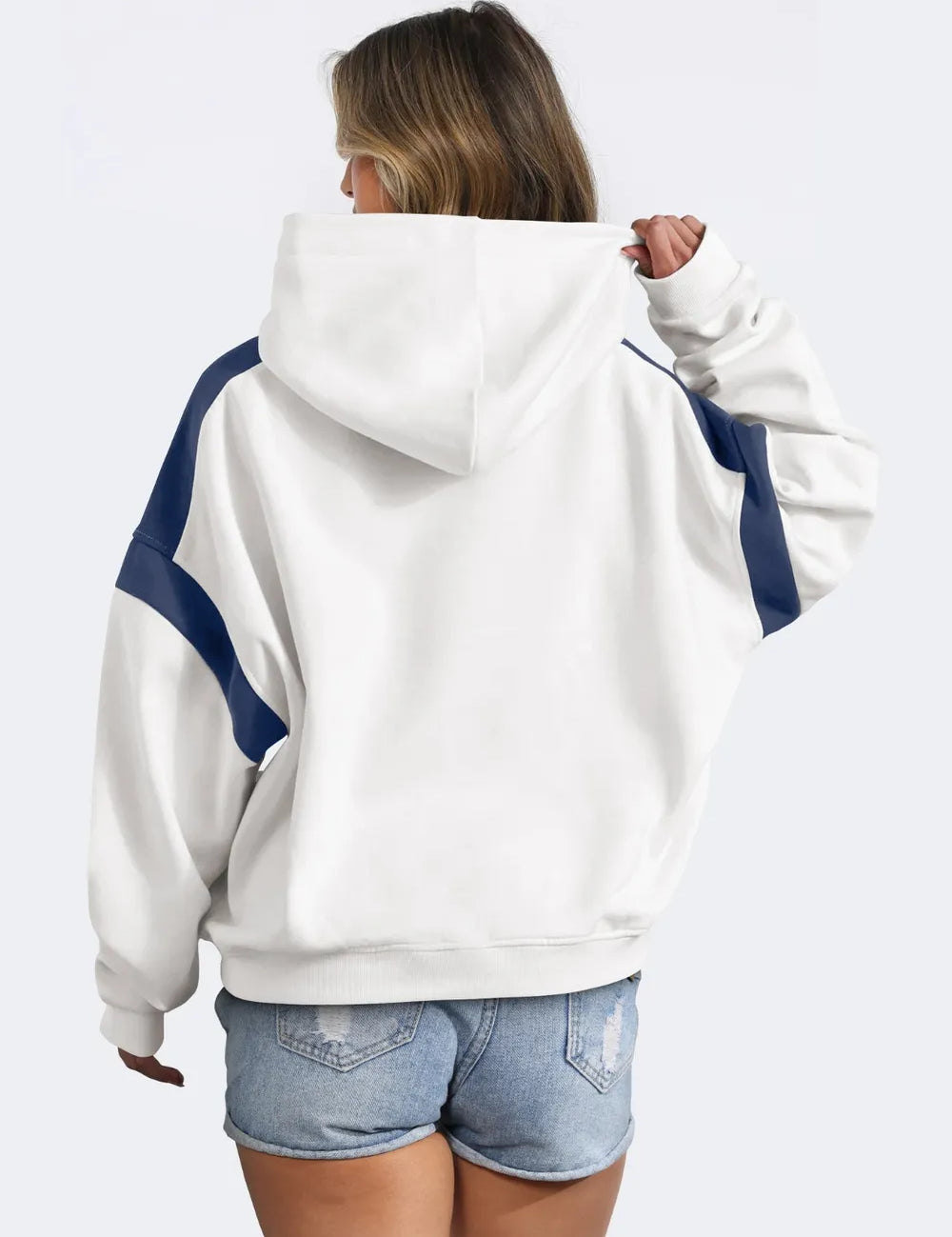 Contrast Dropped Shoulder Long Sleeve Hoodie | Sweatshirts Daverri Fashions