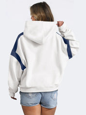 Contrast Dropped Shoulder Long Sleeve Hoodie | Sweatshirts Daverri Fashions