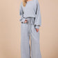 Ces Femme Boat Neck Long Sleeve Drawstring Jumpsuit Jumpsuits