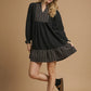 Umgee Polka Dot Plaid Trim Babydoll Dress