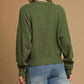 Umgee Chunky Cable Knit V-Neck Button-Up Cardigan Olive - DAVERRI FASHIONS