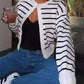 Striped Button Up Cardigan - DAVERRI FASHIONS