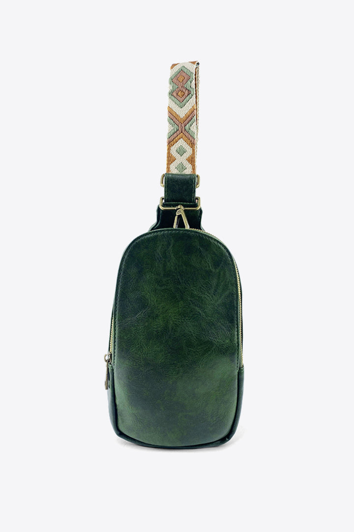 Olive One Size Abstract Pattern Adjustable Strap Vegan Leather Sling Bag | Cross Body Bags Daverri Fashions
