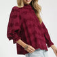 Umgee Heart Jacquard Ruffle Trim Shirt - DAVERRI FASHIONS