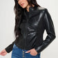 Coalition LA Zip Up Vegan Leather Moto Jacket - DAVERRI FASHIONS