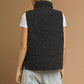 Umgee Quilted Floral Zip Up Vest with Pockets - DAVERRI FASHIONS