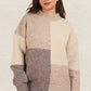 VERY J Color Block Mock Neck Drop Shoulder Sweater Cream Sweaters