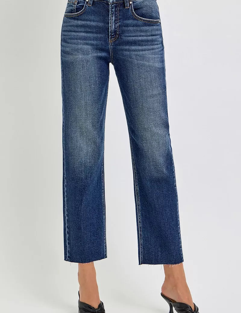 DARK RISEN High Rise Slim Barrel Jeans | Jeans Daverri Fashions