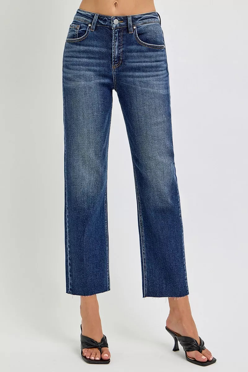 DARK RISEN High Rise Slim Barrel Jeans | Jeans Daverri Fashions