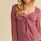 Aemi + Co Twisted Sweetheart Neck Long Sleeve Blouse Blouses