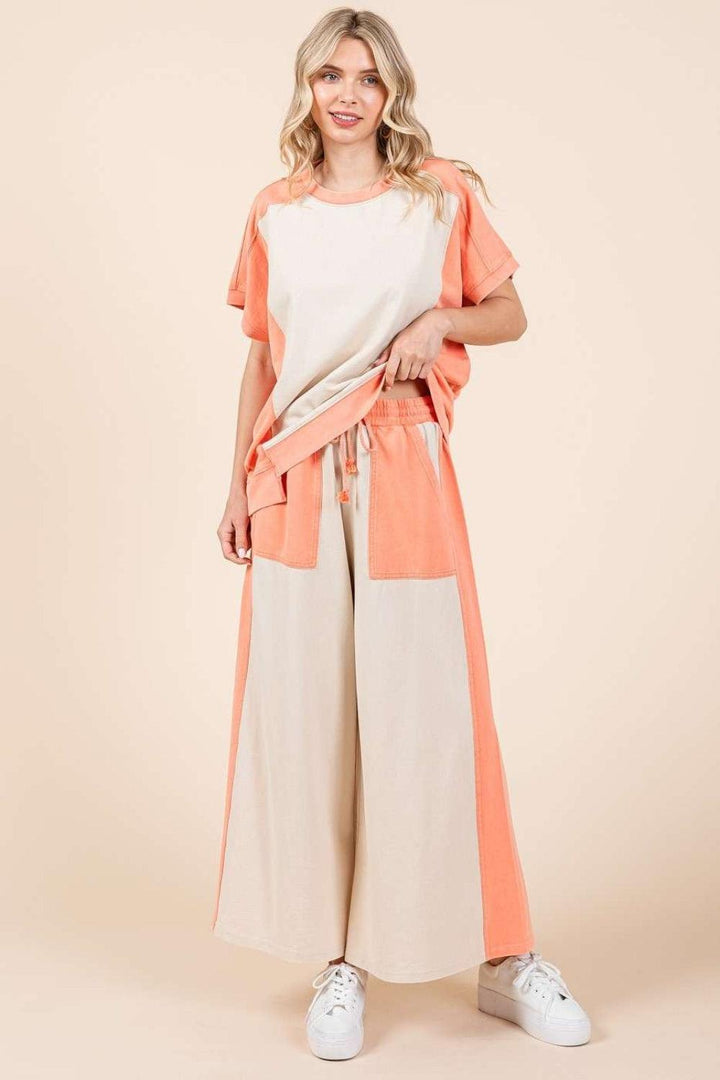 Mittoshop Color Block Wide Leg Pants Pants