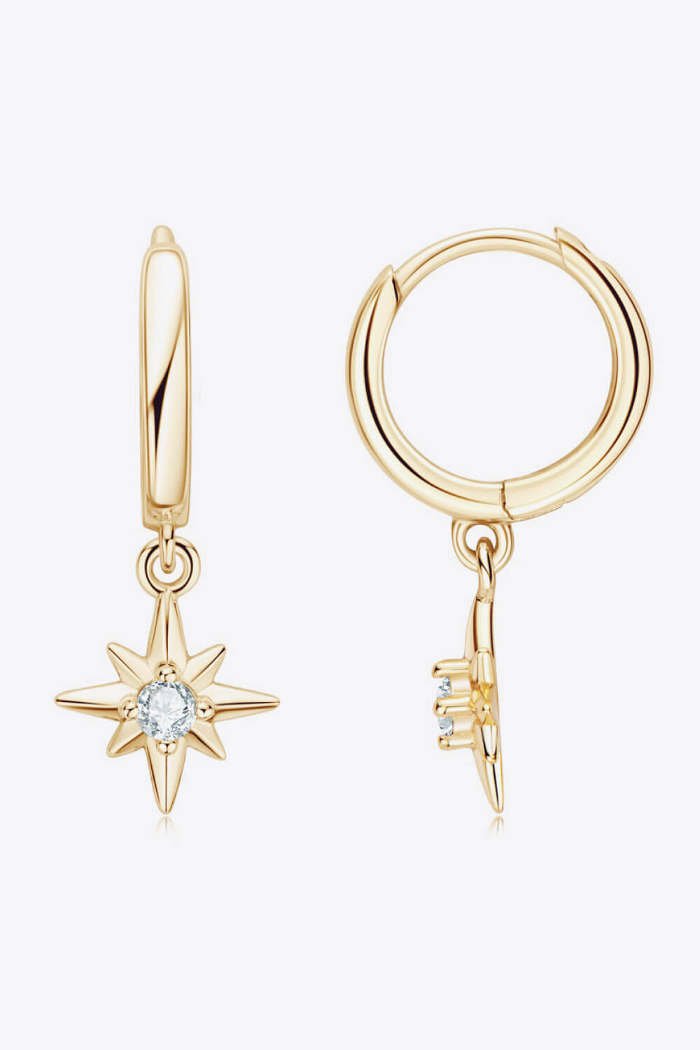 Gold One Size Moissanite Star Drop Earrings | Earrings Daverri Fashions