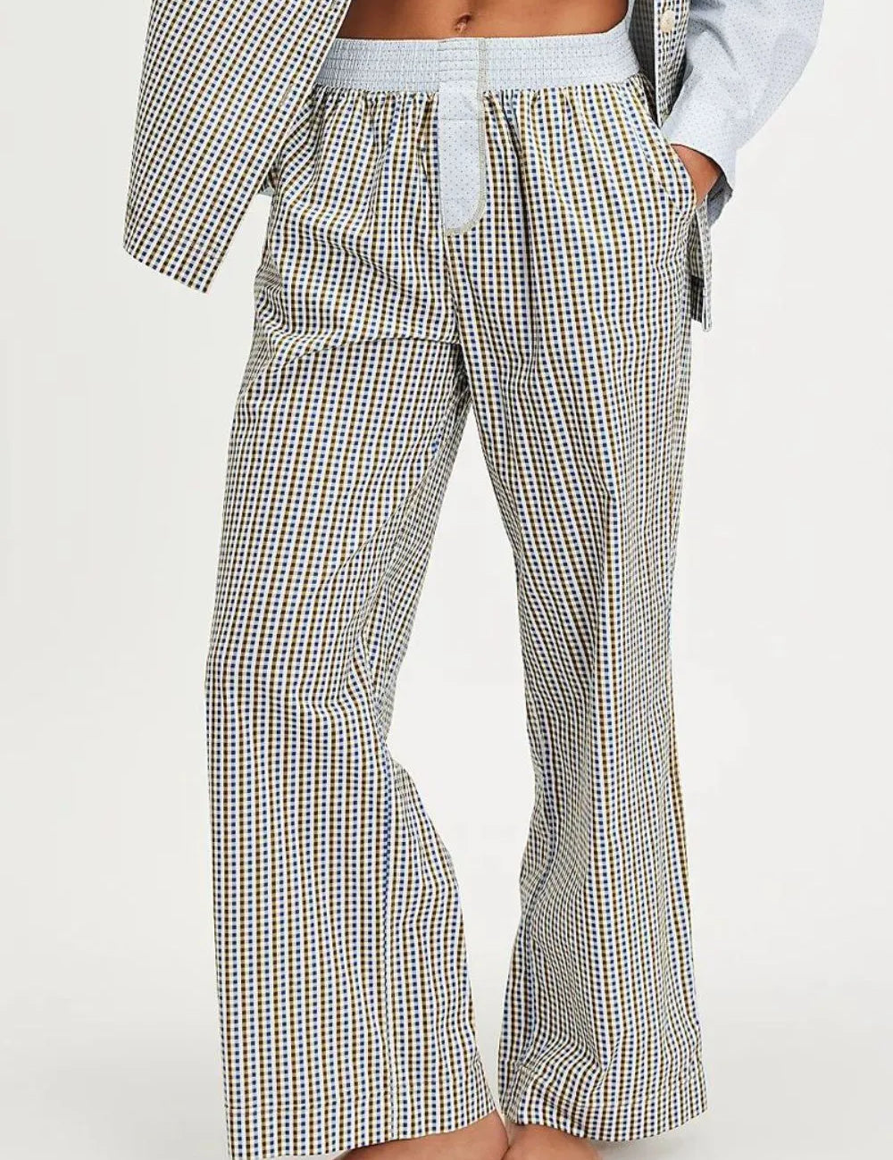 Light Gray Elastic Waist Wide Leg Pants | Pants Daverri Fashions