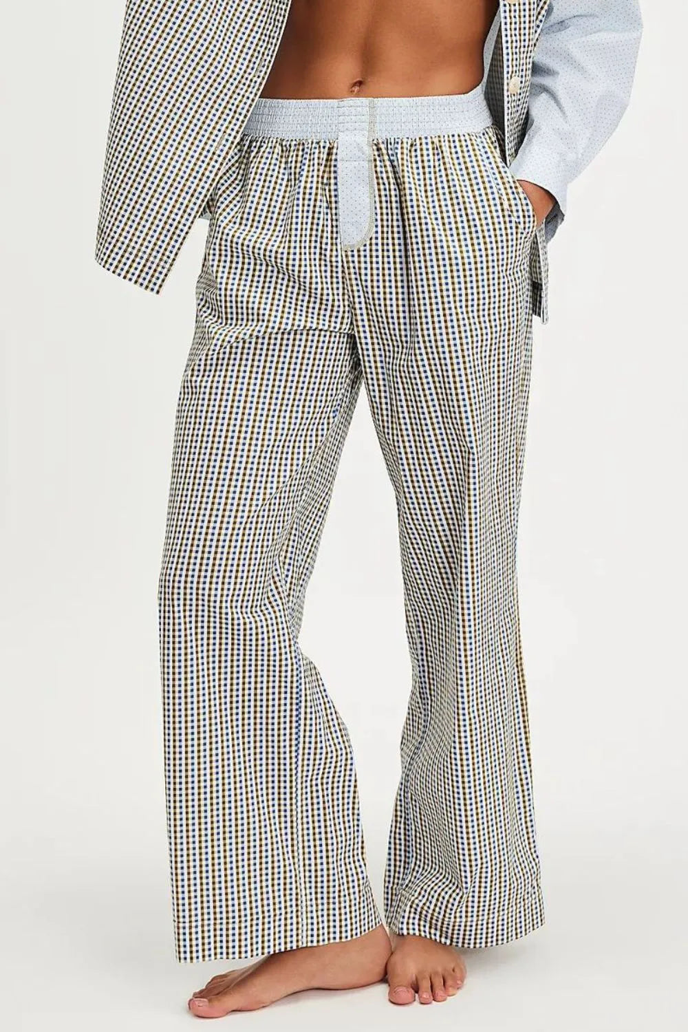 Light Gray Elastic Waist Wide Leg Pants | Pants Daverri Fashions