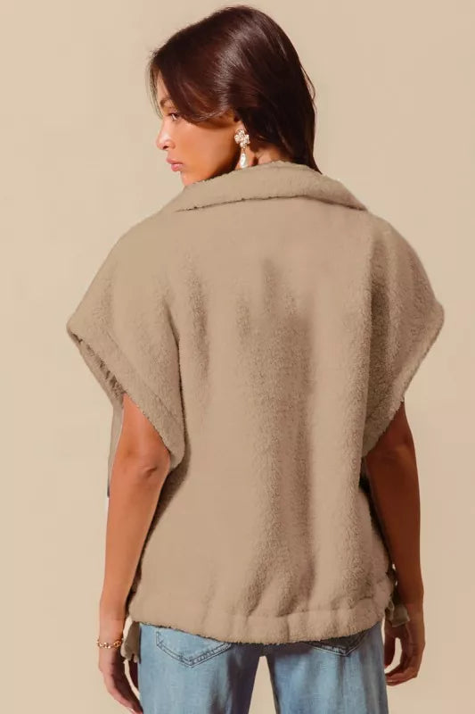 SO ME Over Sized Soft Sherpa Fur Sleeveless Vest Jacket | Vest Jackets Daverri Fashions