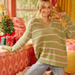 BiBi Striped Long Sleeve Sweater - DAVERRI FASHIONS