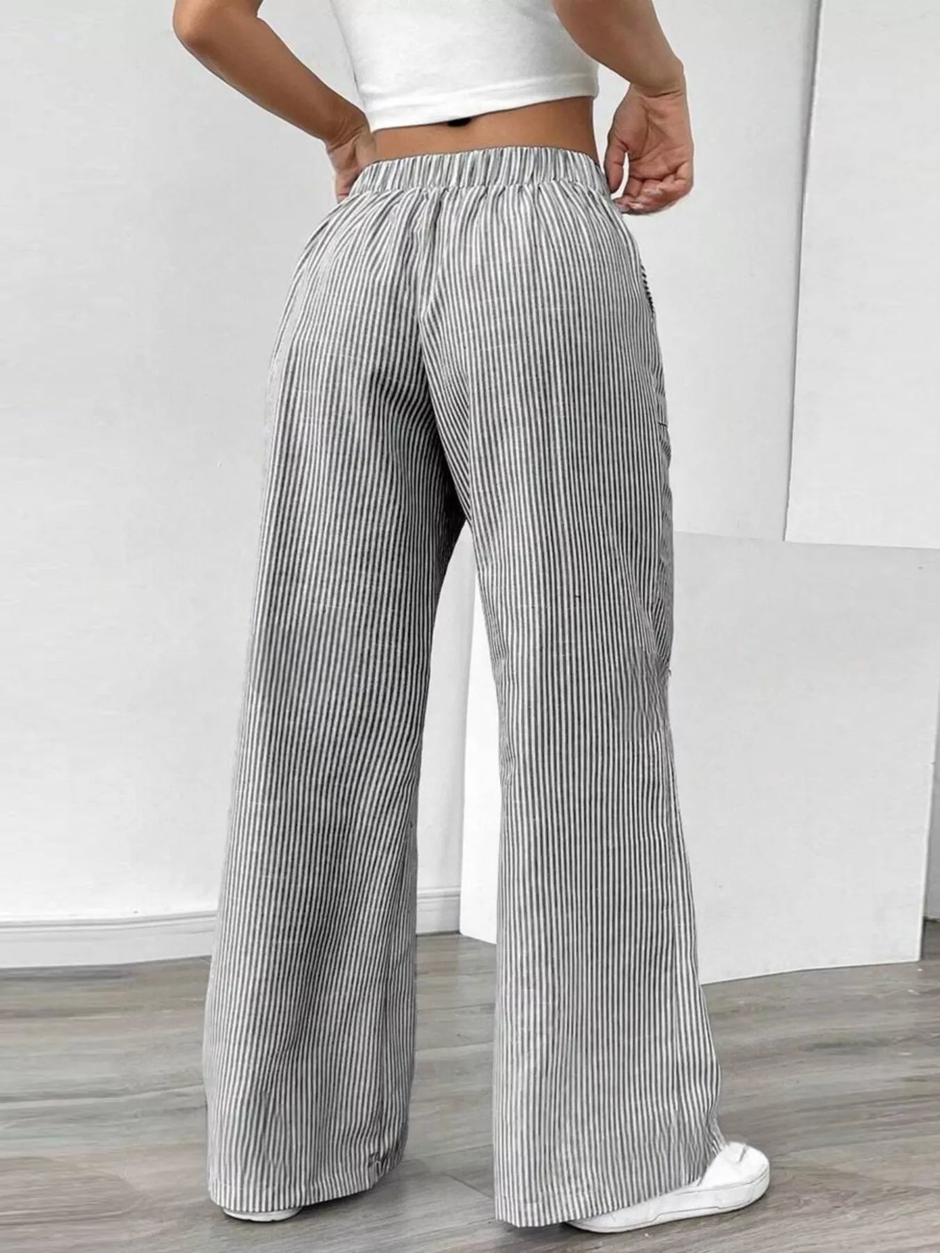 Striped Wide Leg Pants | Pants Daverri Fashions