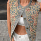 Daverri floral embroidered sleeveless denim vest in blue red green