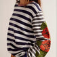 Striped Round Neck Long Sleeve Sweatshirt - DAVERRI FASHIONS