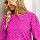 Vibrant fuchsia BiBi Round Neck Brushed Checker Top sweater size S