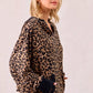 BiBi Leopard Print Waffle Half Zip Up Hoodie W Pocket - DAVERRI FASHIONS