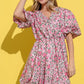 And The Why Full Size Floral Surplice Puff Sleeve Dress - DAVERRI FASHIONS
