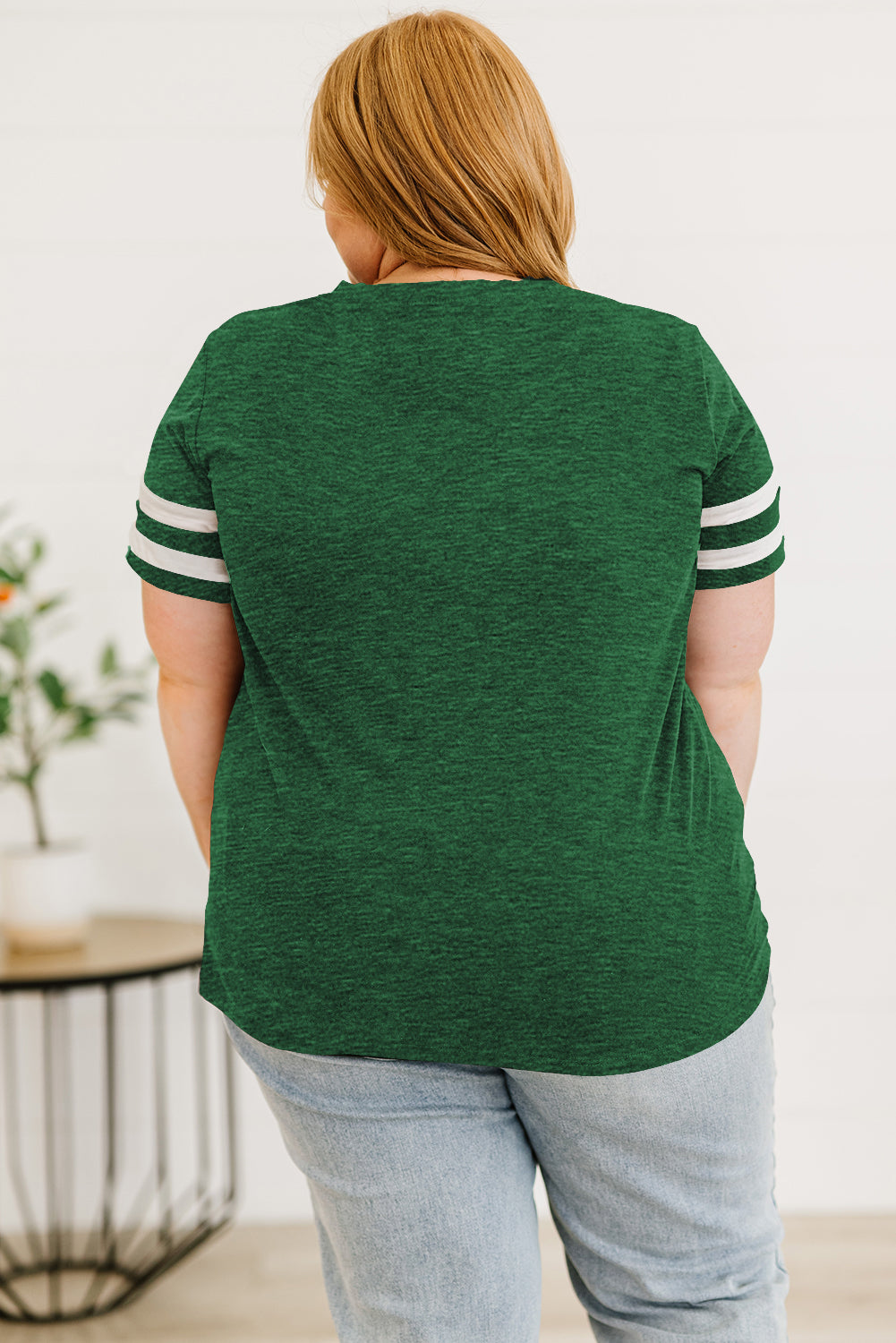 Plus Size Striped V-Neck Tee Shirt | T-Shirts Daverri Fashions